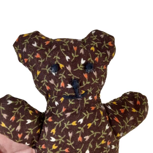 Vintage 80s Handmade Mini Flat Teddy Bears Plush 6 pc Hand Sewn Crafty Ornaments - Picture 4 of 6